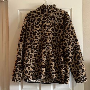 Leopard Sherpa Zip Up